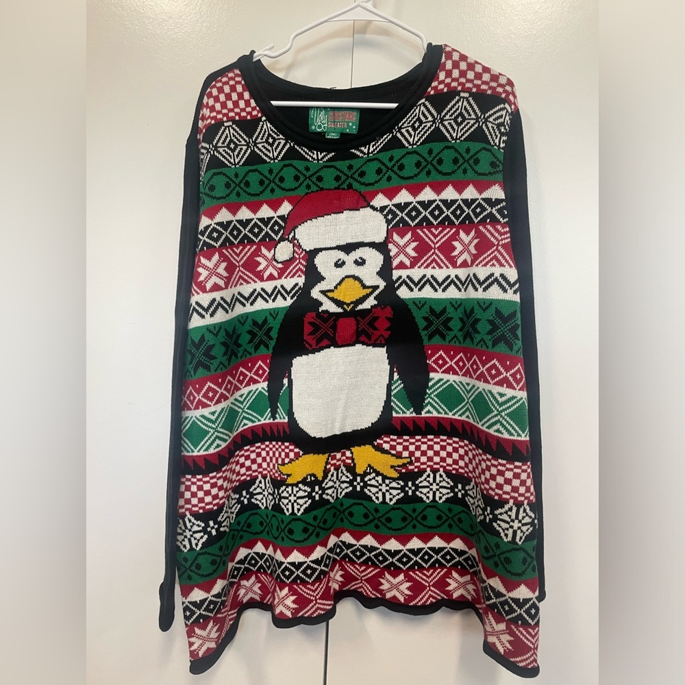 New ugly Christmas’s sweater that lights up.  Penguin. Plus size